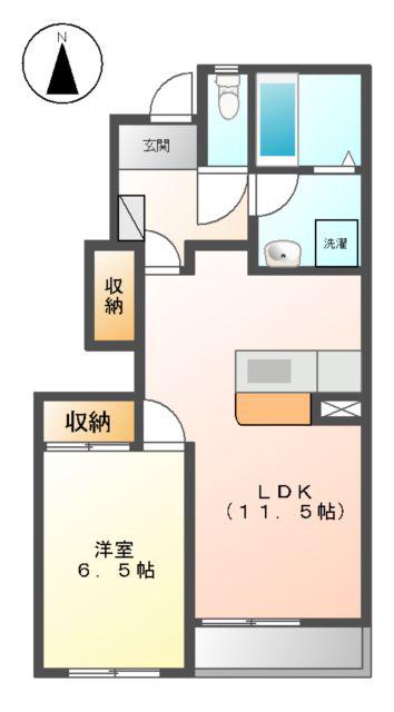 ラヴィクレイル(1LDK/1階)の間取り写真