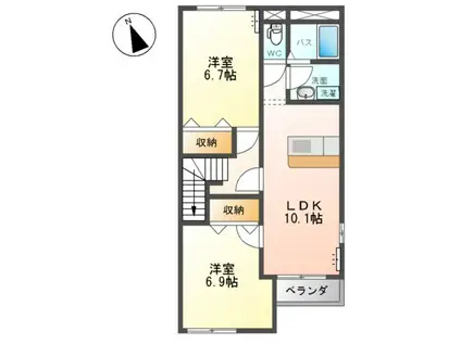 HONESTY(2LDK/2階)の間取り写真