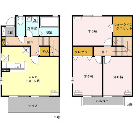 連取ガーデンヒルズ 　Ａ(3LDK)の間取り写真
