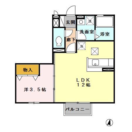 グラシアスナガヌマⅡ(1LDK/1階)の間取り写真
