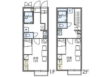 レオパレスハイフィールド(1K/2階)の間取り写真