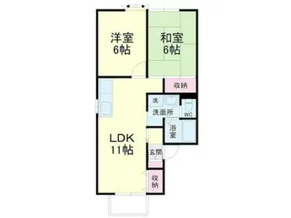 セジュール・ヴィルB(2LDK/2階)の間取り写真