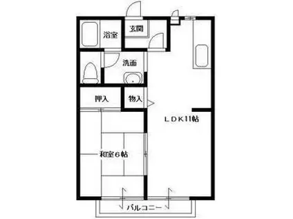 西都賀ハイツ(1LDK/2階)の間取り写真