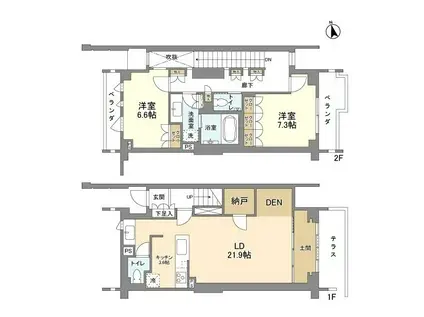 瀬田の杜 GARDEN & TERRACE C棟(2LDK)の間取り写真
