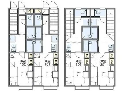 レオパレス雷塚Ⅱ(1K/1階)の間取り写真