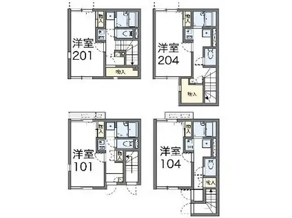レオネクスト山下(1K/1階)の間取り写真