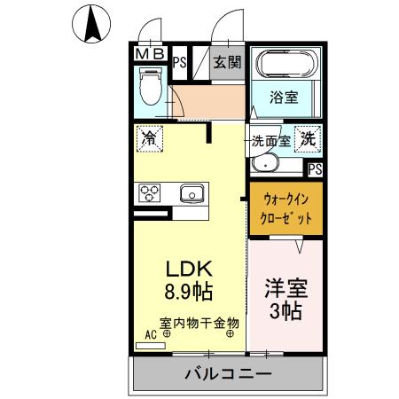 ヴィラグランデⅡ(1LDK/2階)の間取り写真
