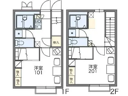 レオパレスカーサ ビアンカ(1K/2階)の間取り写真