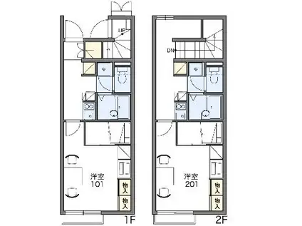レオパレストレガッティ城山(1K/1階)の間取り写真