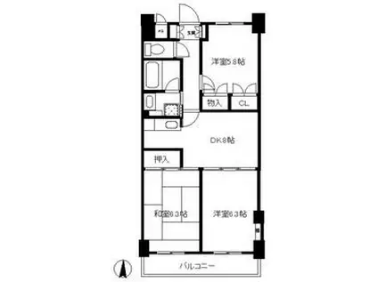サンクレスト青葉台2(3DK/3階)の間取り写真