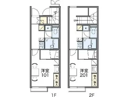 レオパレスメルベーユ(1K/2階)の間取り写真