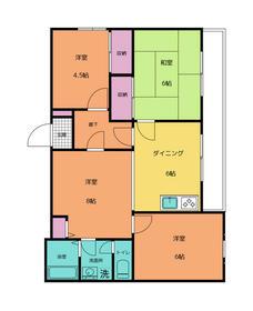 荒井第3ビル(4DK/3階)の間取り写真