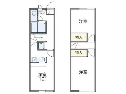 レオパレスFUJIMIⅢ(2DK/1階)の間取り写真