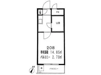 ユースフル駒沢大学(1K/2階)の間取り写真