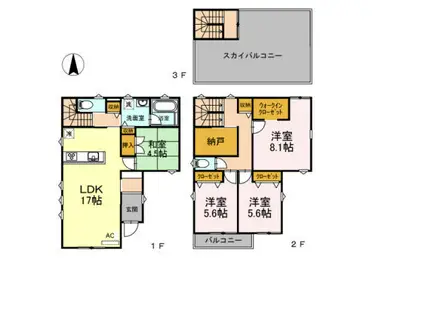 名鉄名古屋本線 東岡崎駅 徒歩19分 2階建 築10年(4LDK)の間取り写真