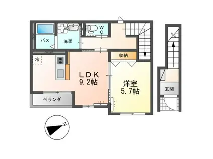 サンハイム(1LDK/2階)の間取り写真