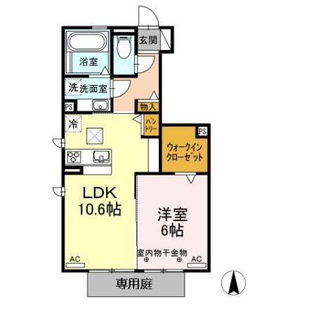 花水木の家 Ⅵ(1LDK/1階)の間取り写真