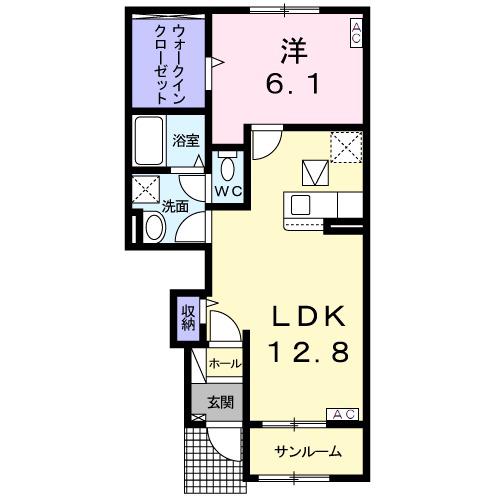 ビサイドアヴェニューⅡ(1LDK/1階)の間取り写真