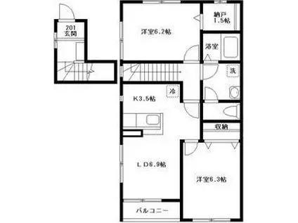 レオパレス針ヶ沢A(1K/1階)の間取り写真