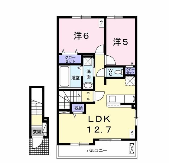 サンライズⅢ(2LDK/2階)の間取り写真