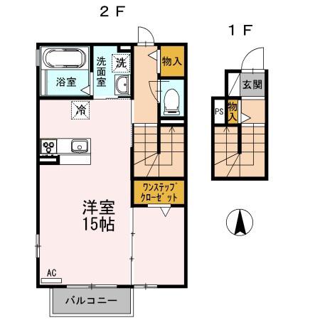 プリムローズII(1LDK/2階)の間取り写真