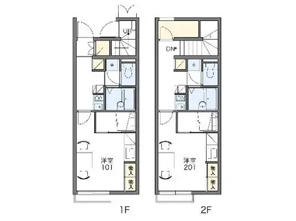 レオパレスカリヤドK E(1K/2階)の間取り写真