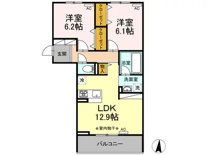 パインフィールド(2LDK/2階)の間取り写真