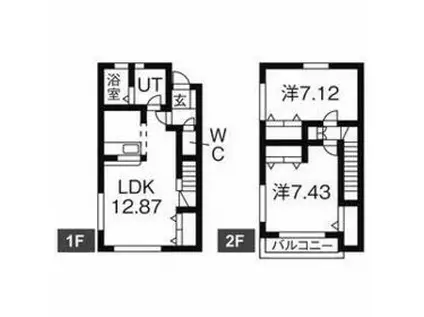 カサーレ西川田Ｄ棟(2LDK)の間取り写真