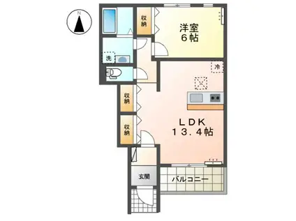 カーサ・アリエッターレ(1LDK/1階)の間取り写真