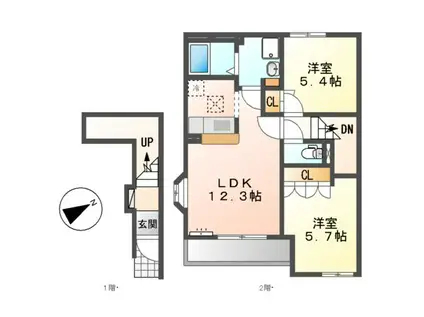 グランチェスタⅠ(2LDK/2階)の間取り写真