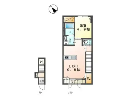 アリエッタ アイ(1LDK/2階)の間取り写真
