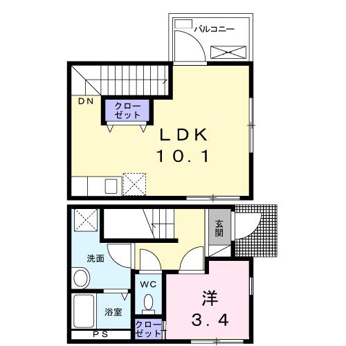 フルール・ド・リス Ⅱ(1LDK/1階)の間取り写真
