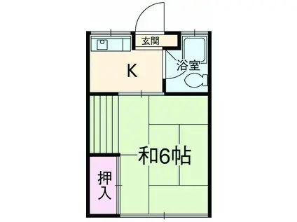 いわと荘(1DK/2階)の間取り写真