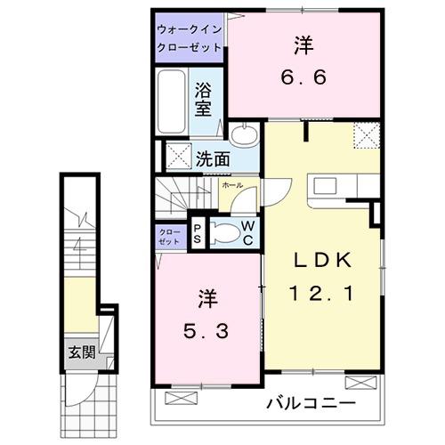 エレディタ Ⅲ(2LDK/2階)の間取り写真