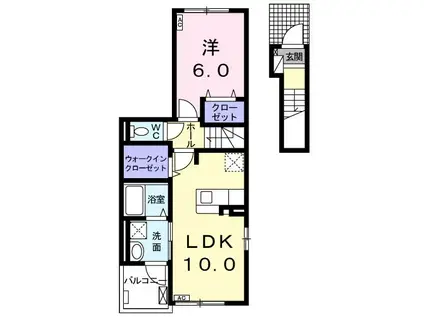 アルカンシェル桜並木(1LDK/2階)の間取り写真