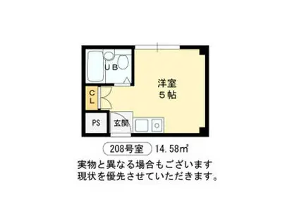 ヴェローノ緑地公園(ワンルーム/2階)の間取り写真