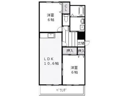 パレンティ—ア(2LDK/2階)の間取り写真