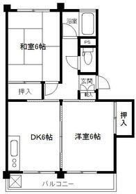農住藤が丘団地6号棟(2DK/4階)の間取り写真