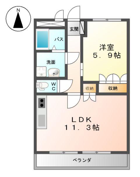 グランド・ソレイユ(1LDK/2階)の間取り写真