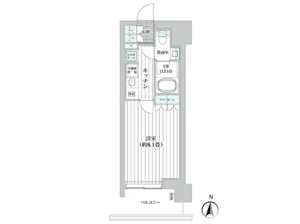 ライオンズフォーシア清澄白河(1K/5階)の間取り写真