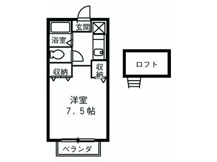 グレイトフル三田Ⅱ(1K/2階)の間取り写真