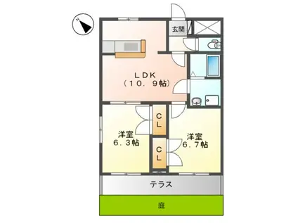 タイムスクエア(2LDK/1階)の間取り写真