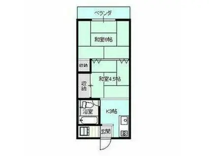太陽マンション103棟(2K/4階)の間取り写真
