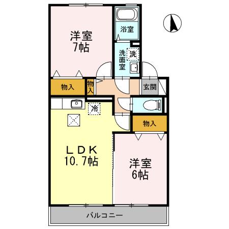 ラマージュ1(2LDK/1階)の間取り写真