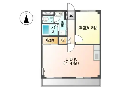 エクセルハイム10(1LDK/2階)の間取り写真
