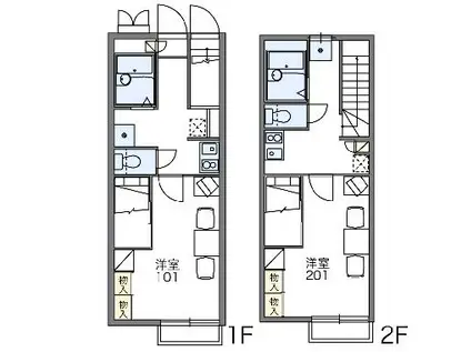 レオパレスこっこま(1K/2階)の間取り写真