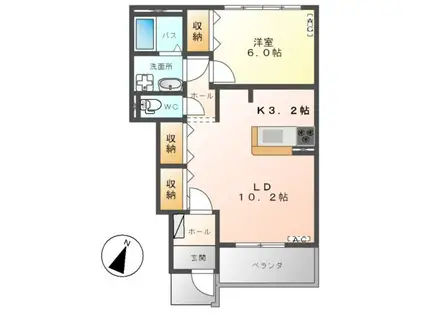 リバーサイドヴィラ(1LDK/1階)の間取り写真