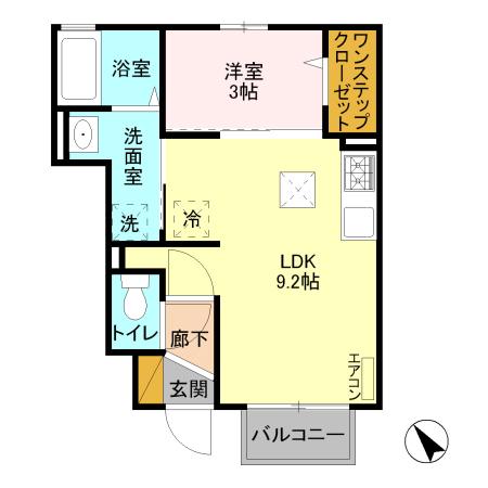 ボージャルダンII(1LDK/1階)の間取り写真