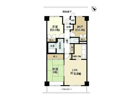 ヴェルドミール泉大津(3LDK/5階)の間取り写真