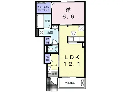 ルミネエトワールⅡ(1LDK/1階)の間取り写真